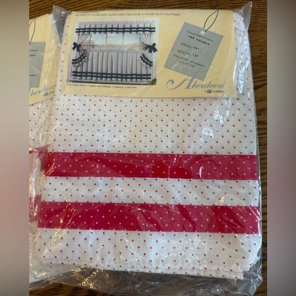 Vintage Aberdeen Curtain Set NWT Red White Polka Dot